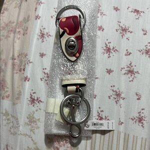 Coach Red and Cream Key Holder